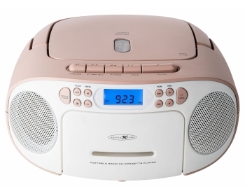 RCR2260 weiß/pink, Boombox mit Radio, MP3/CD, Kassette und AUX-IN