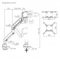 HL65L, Bewegliche Halterung für große Monitore, Für Bildschirme 24" - 57" (61 - 145 cm), Belastung 2 - 27 kg, mit Gasdruckfeder