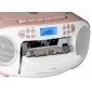 RCR2260 weiß/pink, Boombox mit Radio, MP3/CD, Kassette und AUX-IN