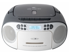 RCR2260DAB weiß/grau, Boombox mit DAB+ Radio, Kassette, CD, MP3, USB und AUX-In