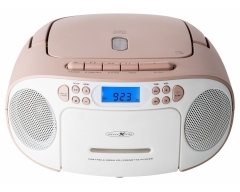 RCR2260 weiß/pink, Boombox mit Radio, MP3/CD, Kassette und AUX-IN